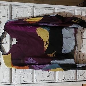 Belle France Colorful Abstract Purple Top